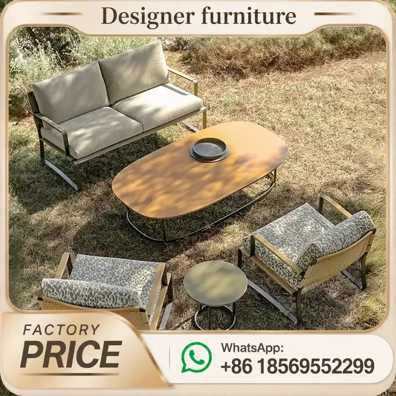 Outdoor Patio Furniture Set Aluminum Alloy Rope Weaving Sofa Coffee Table Waterproof Garden Balcony Leisure Courtyard Decor