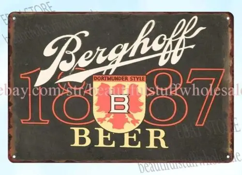 1935 BERGHOFF bock beer brewery FORT WAYNE Indiana metal tin sign ship wall art