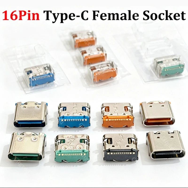 Cltgxdd 20 Stück 16-Pin Typ-C Buchse USB3.1 SMT SMD DIP Stecker Hochstrom-Ladeanschluss für PCB-Leiterplatten-Reparatur DIY – Detail 6
