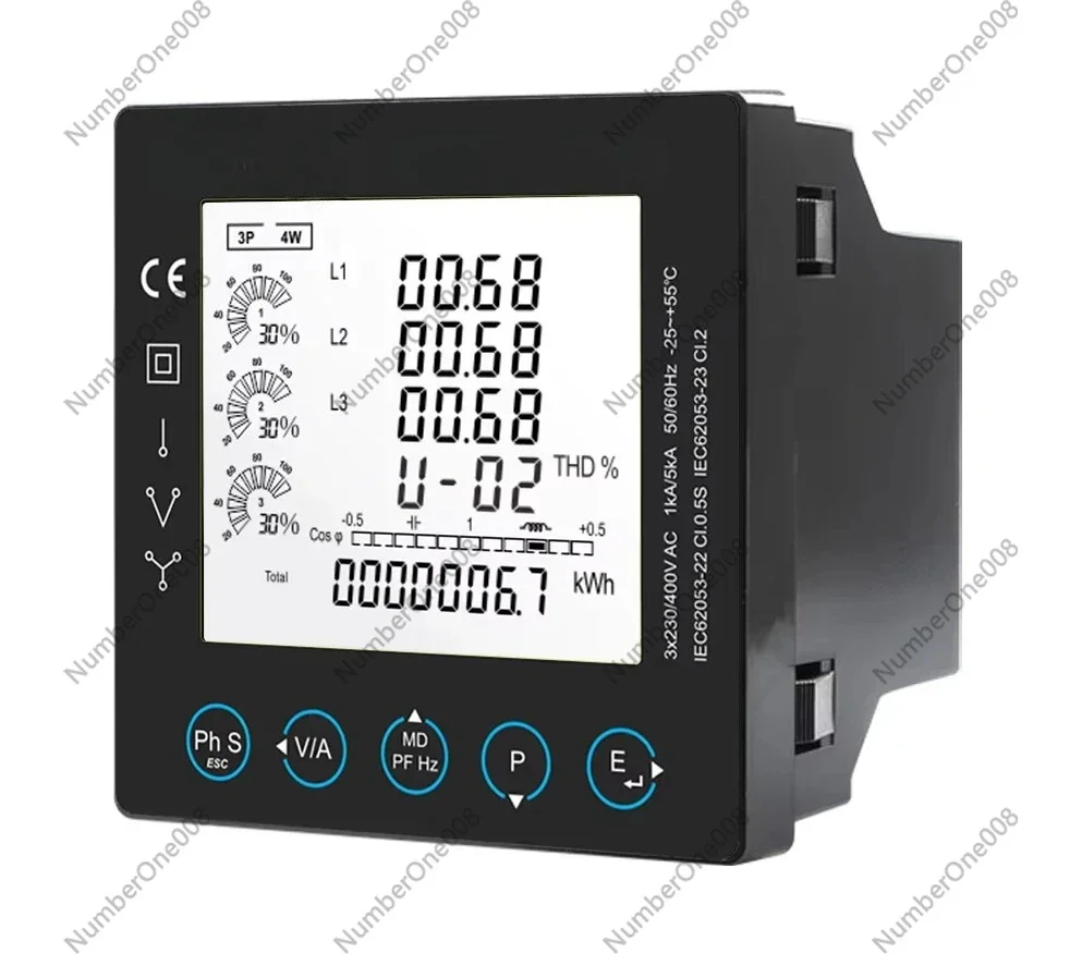 X96-3RC 5kA Primary Current Digital Panel Meter with Flexible CT, Three Phase RS485 Power Meter