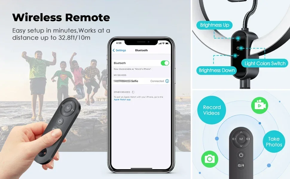 حار مبيعات بلوتوث التحكم Led Selfie مصباح مصمم على شكل حلقة مع حامل ثلاثي القوائم قابل للتعديل معدات البث المباشر الطابق الخفيفة ل #6
