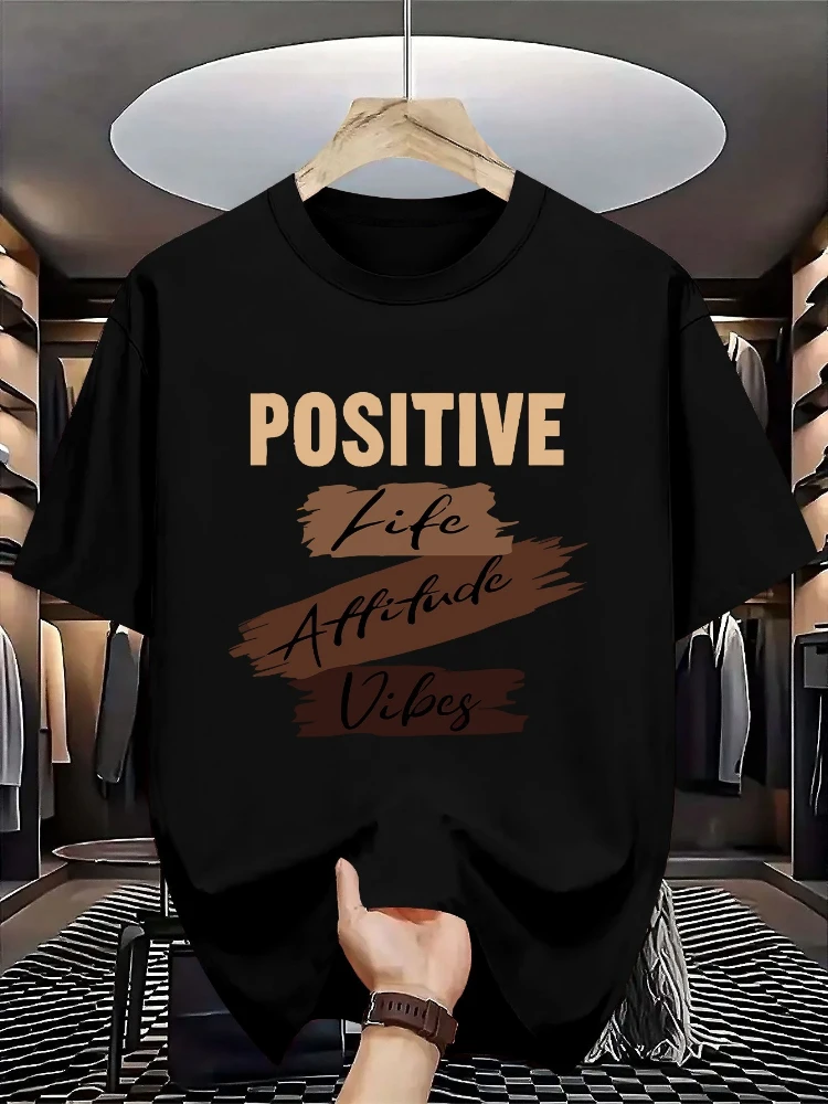 

Positive Vibes Graphic design-100% cotton summer O-neck short sleeve casual printed T-shirt.