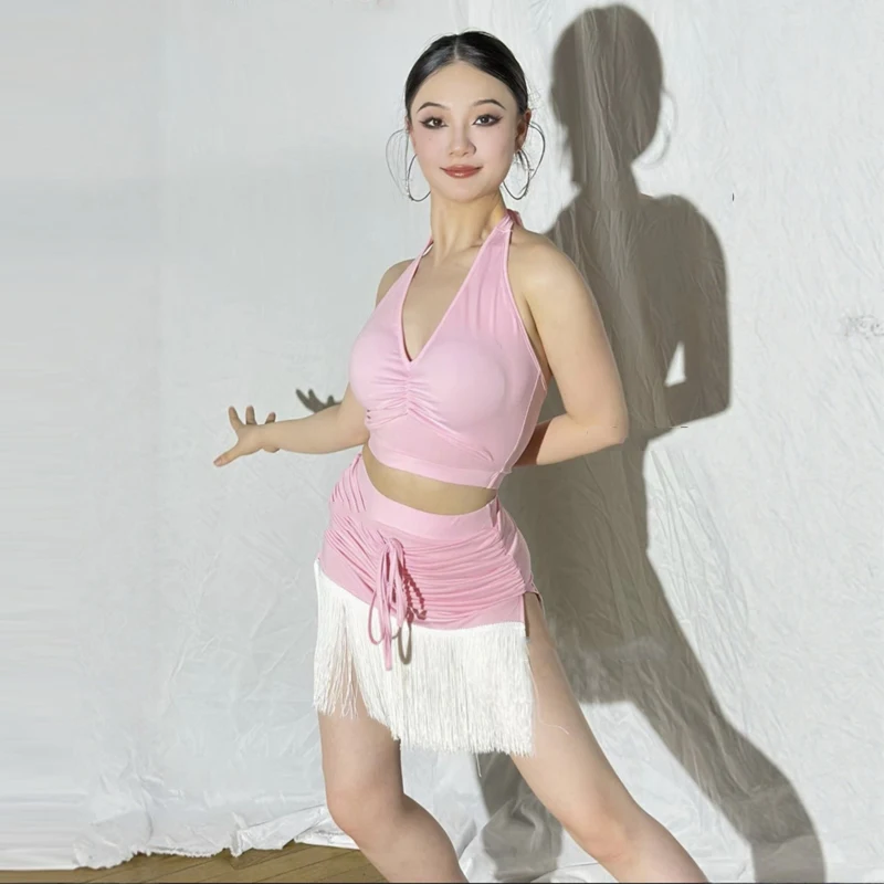 夏サンバラテンダンスの服女性チャチャラテンダンス衣装大人ラテントップフリンジスカートトレーニングスーツ SL13062