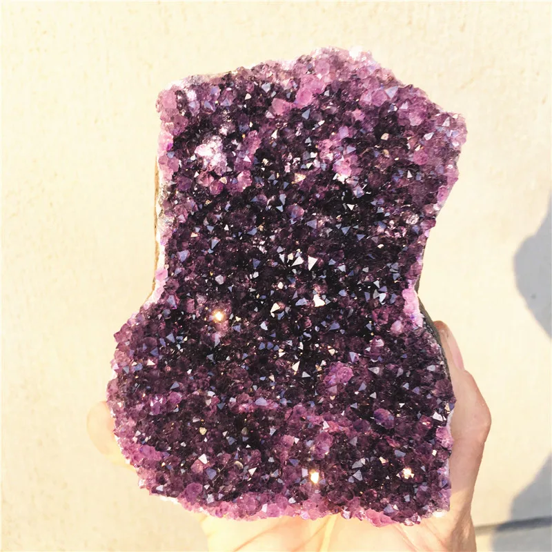 Natural Amethyst Geode Crystal Quartz Cluster Dream Specimen Energy Healing Thunder