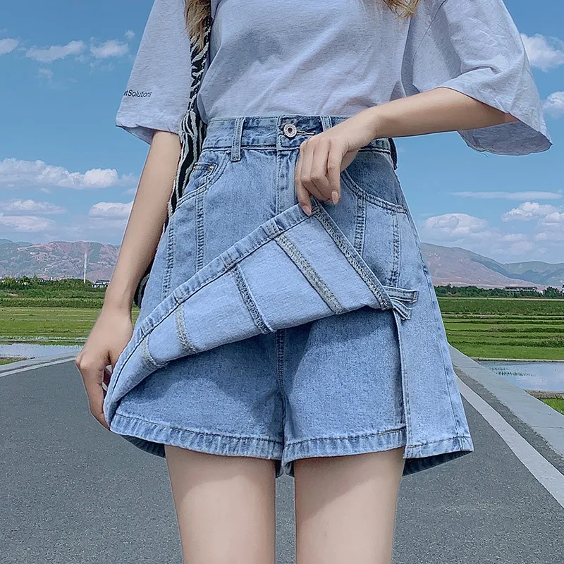 

Women's High Waist Denim Skirt Pants Girl A Line Skirt Lady Female Bodycon Mini Skirt Jean Bottoms Summer Short drees pants