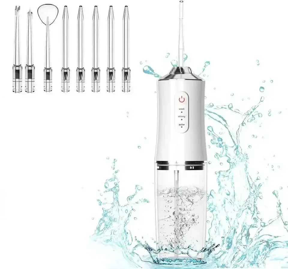 Oral Irrigator Portable Dental Water Flosser USB Rechargeable Water Jet Floss Tooth Pick 4 Jet Tip 220ml 3 Modes Teeth Cleaner