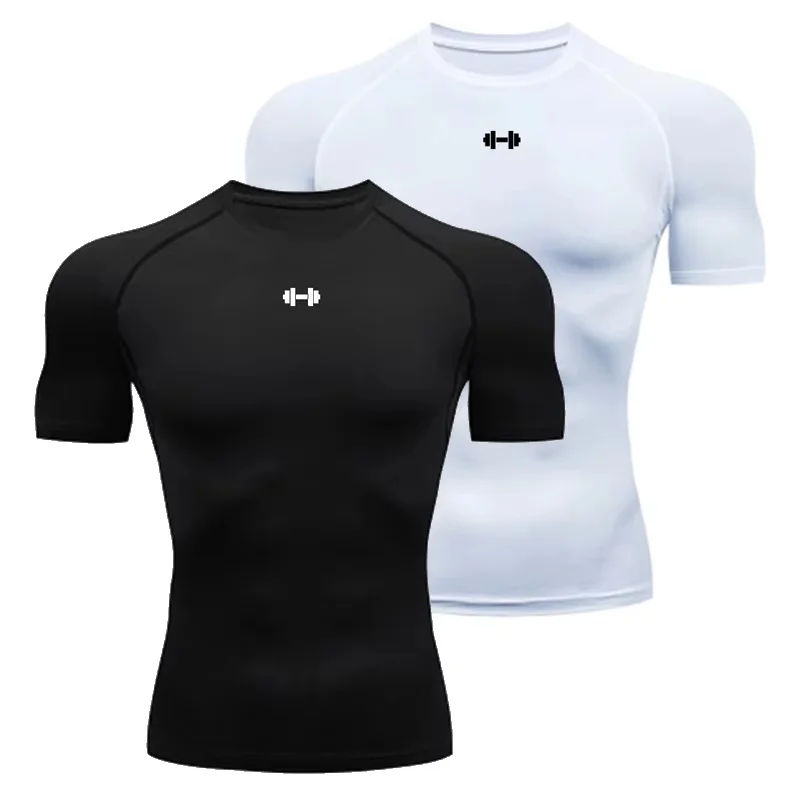 Camiseta de compresión para hombre, ropa deportiva de verano, camiseta para correr, camisetas deportivas elásticas de secado rápido, camisetas atléticas para entrenamiento en gimnasio para hombre