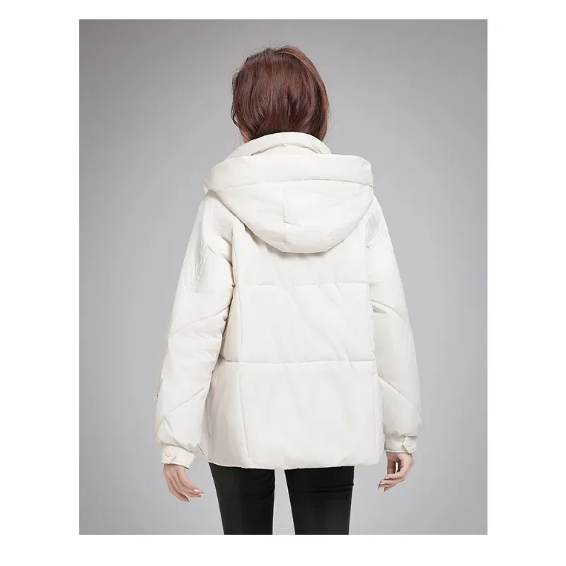 Women'S Winter Solid Jacket Down Cotton Padded Coat Hooded Female Loose Casual Overcoat Casual Puffer Korean Hooded Short Parkas