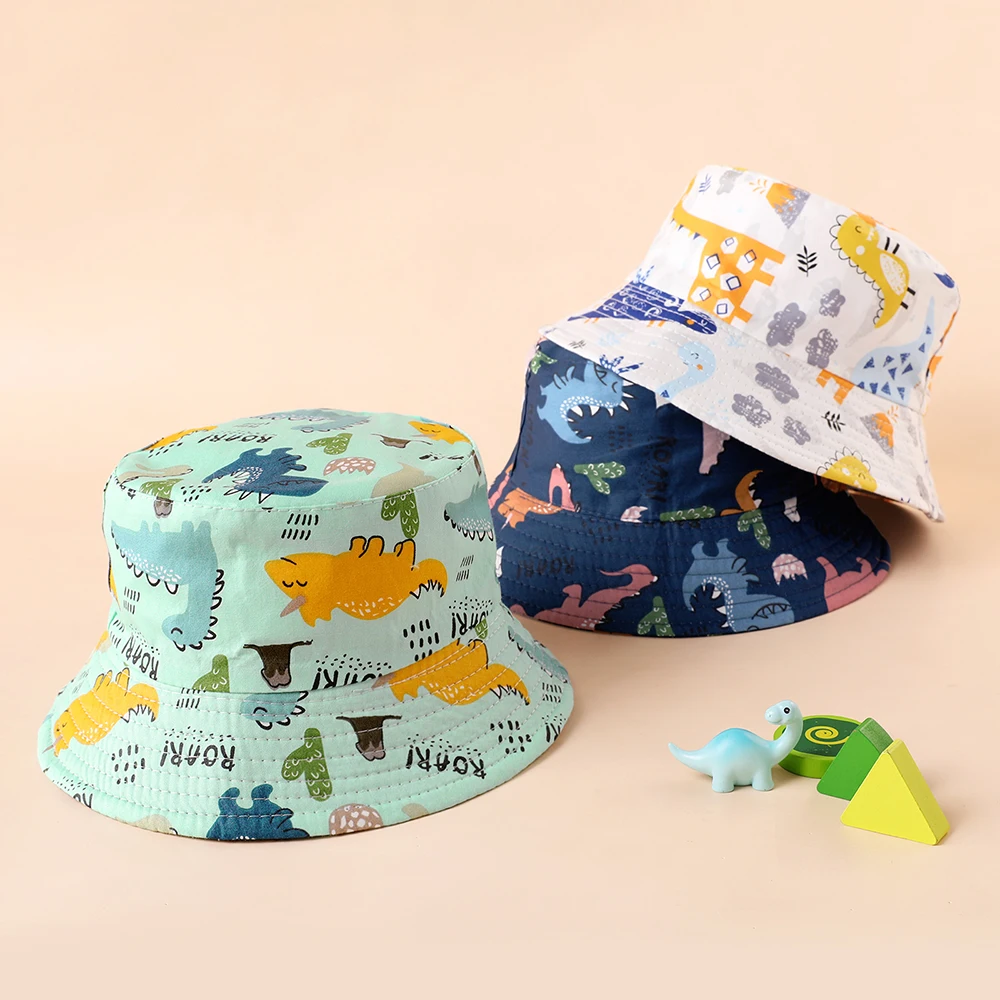 

Baby Bucket Hat Cotton Cartoon Dinosaur Printed Soft Spring Summer Panama Hats Space Children Boys Girls Beach Cap For Kids