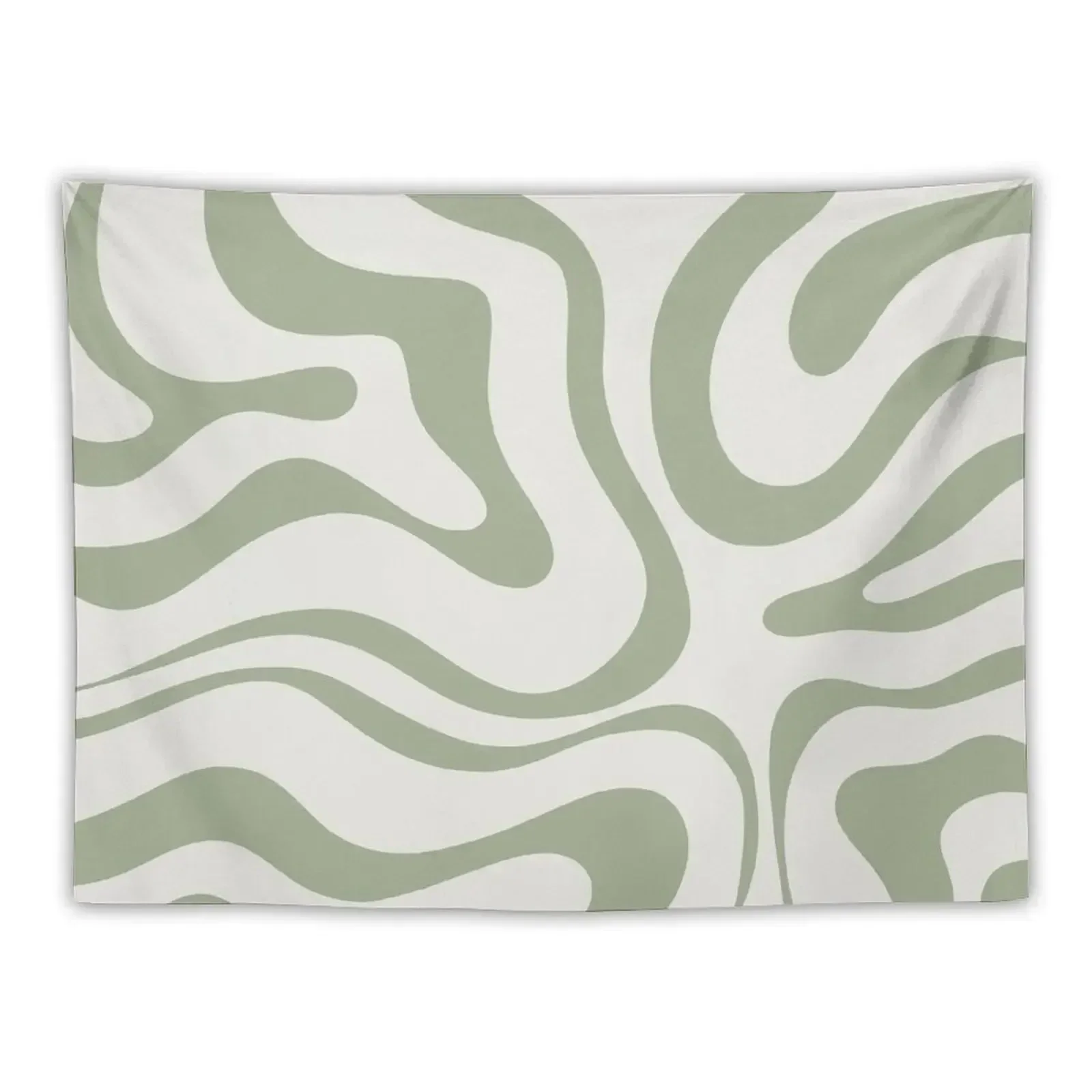 Modern Liquid Swirl Abstract Pattern in Sage Green Tones Tapestry Room Decor For Girls Decorative Paintings Tapestry