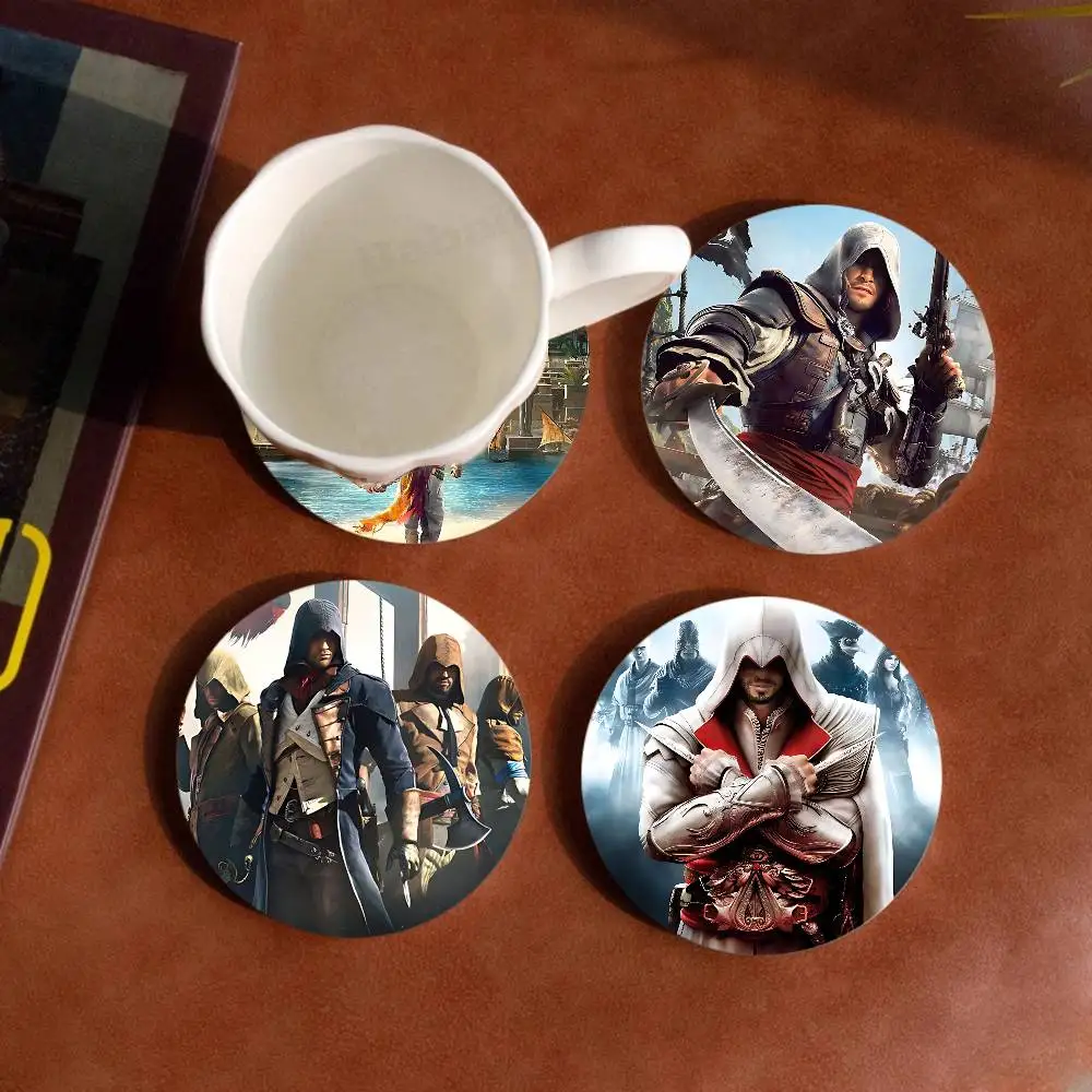 Game A-Assassins C-Creed Wooden Coaster Colour Printing Cup Mat Home Desk Decoration Gifts
