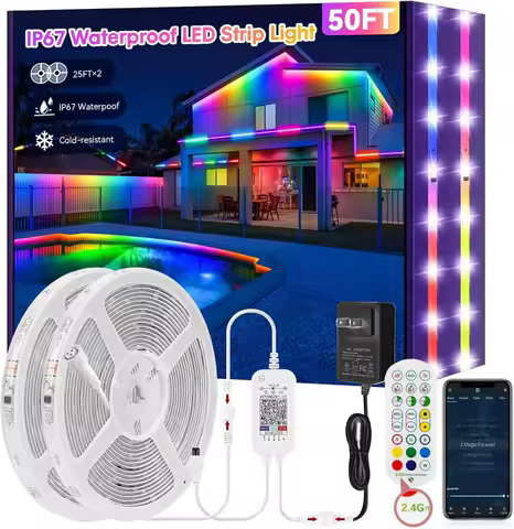Outdoor Waterproof Rgbic Led Strip Lights Dc 24V 10M 15M 20M 30M 40M Smart App Control Led Ribbon Tape For Deck Garden Pool