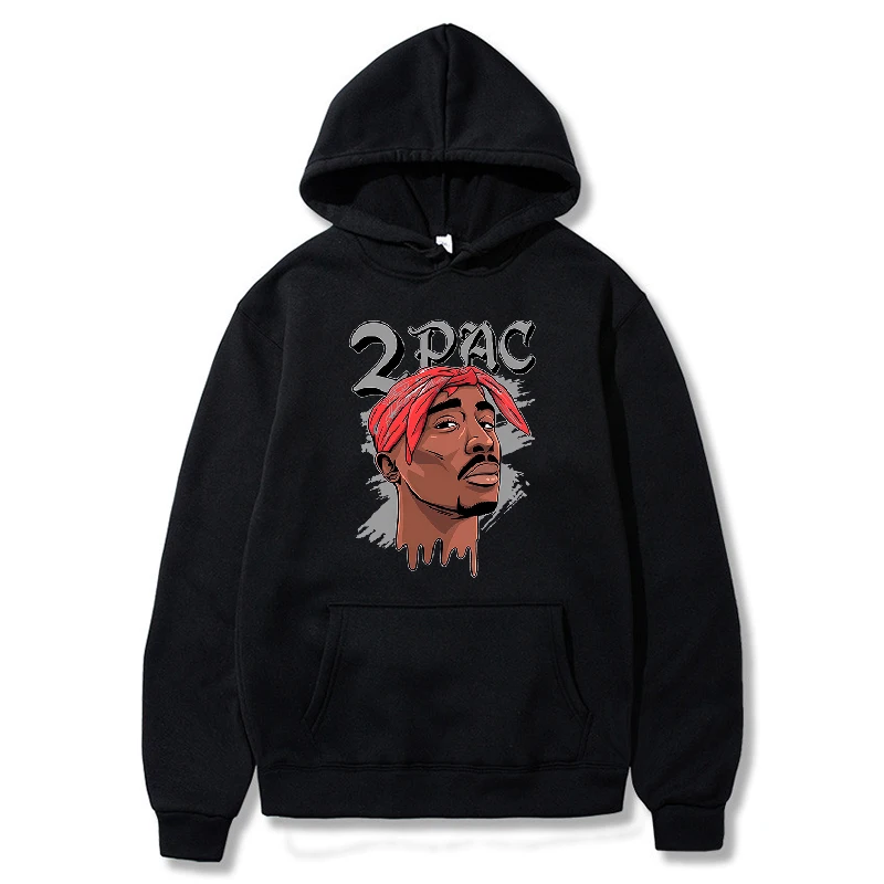 Tupac-Sudadera con capucha de manga larga para hombre y mujer, ropa de calle informal Harajuku con letras estampadas, jersey de moda, 2PAC