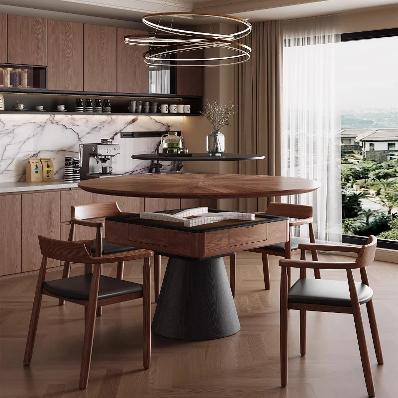 

Mahjong table, dining table, dual-purpose, medieval style, advanced sense, solid mahjong machine, automatic multi-functional