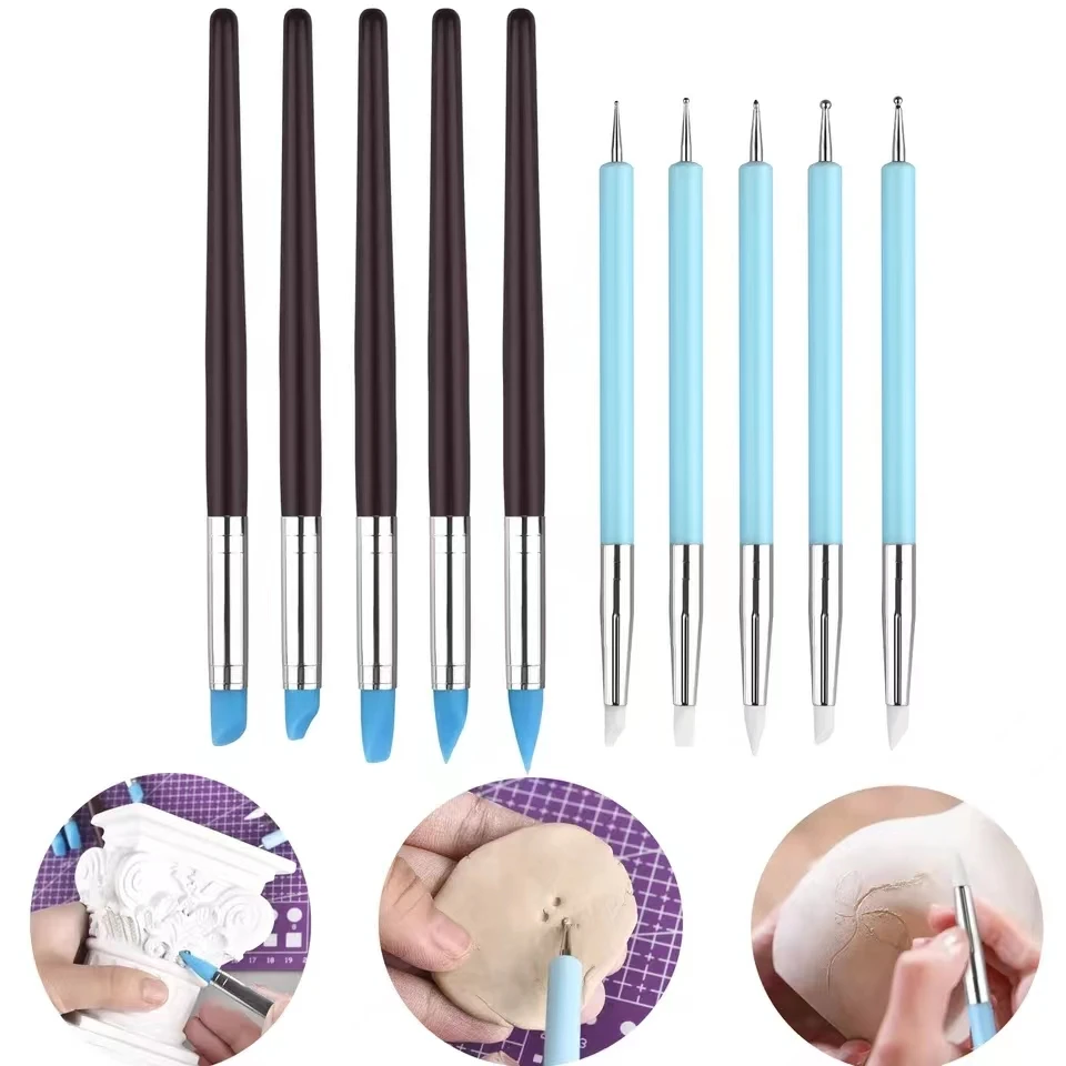 5/10Pcs Silicone Clay Sculpting Tool Sets for Brush Modeling Dotting Nail Art Pottery Clay Tools DIY Carving ceramics Tools