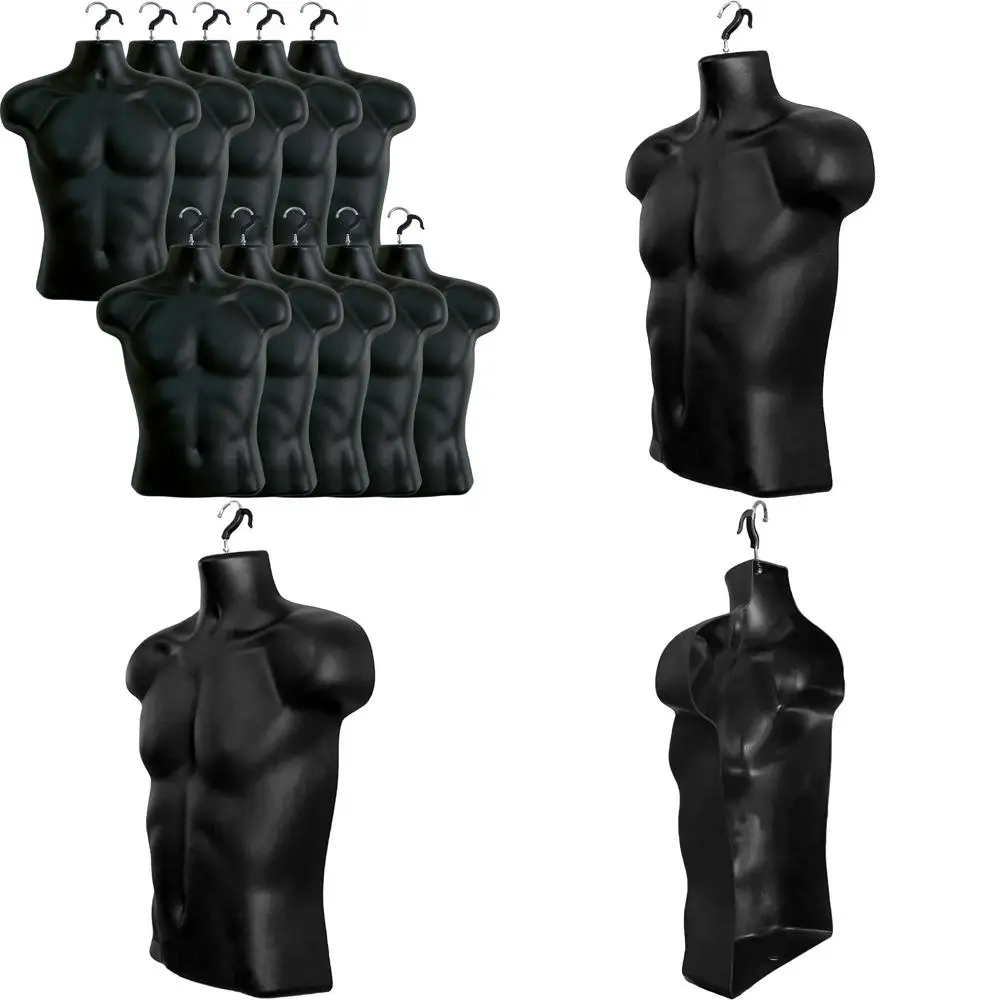 

Stackable Hollow Back Male Mannequin for T-Shirt Display, Countertop Use, with Hanging Hooks for Versatile Clothing Presentation