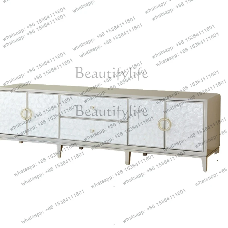 American light luxury living room TV cabinet Cream wind solid wood storage storage floor cabinet