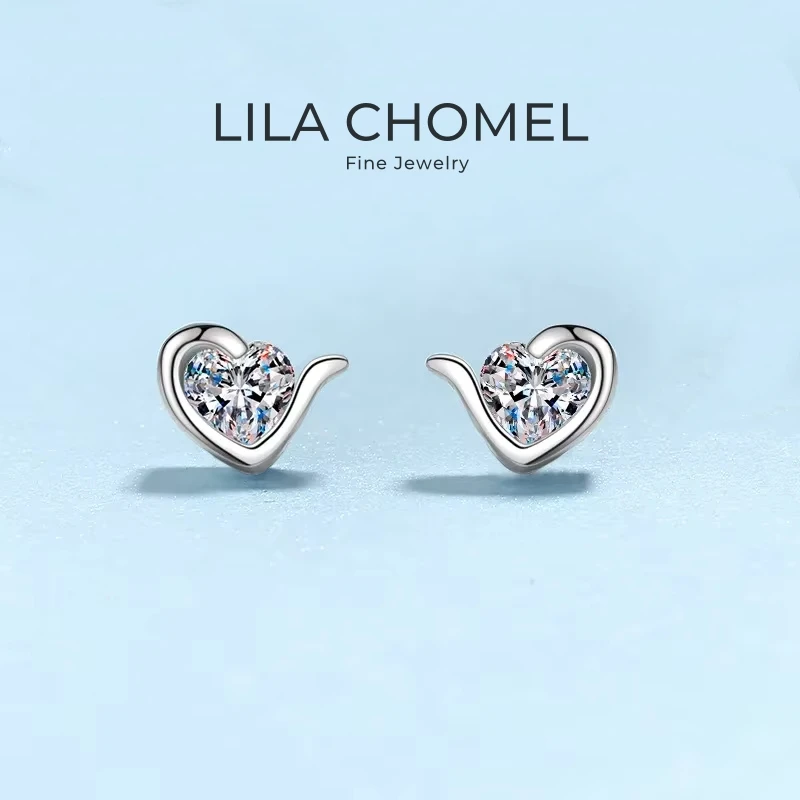 

Wedding PT950 Platinum Heart Earplu Stud Earrings Women Fine Jewelry 0.6ct Moissanite Diamond Girlfriend Birthday Gift Daughter