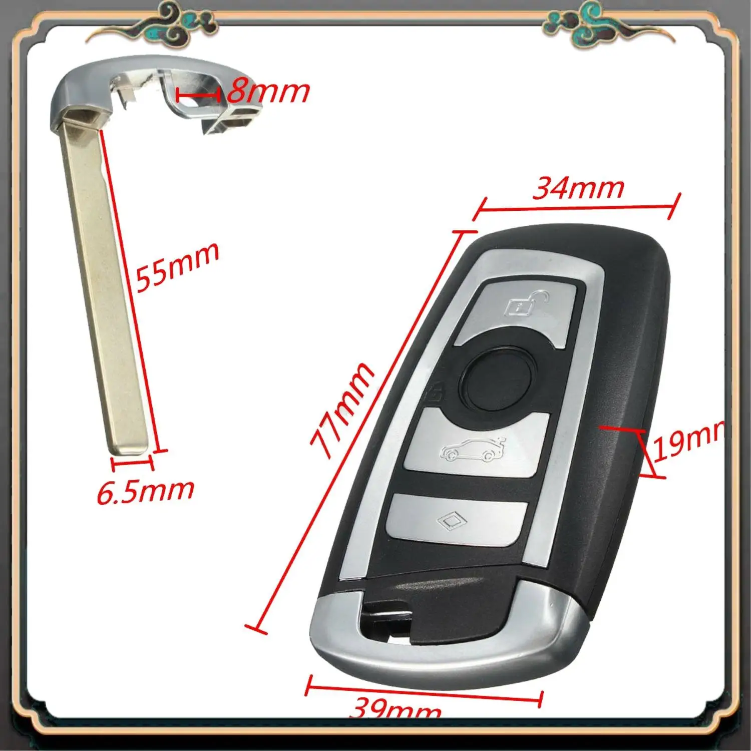 

M45K-Car Smart Remote Key Fob Case Blade For Bmw F10 F20 F30 F40 1 3 5 Series 4Button