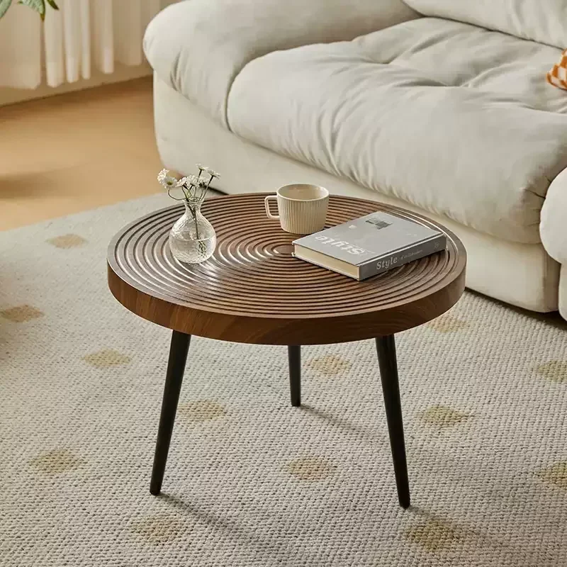 Living Room Coffee Table Japanese Creative Wooden Side Table  Nordic Small Apartment Sofa Side Balcony Tea Table with Metal Legs