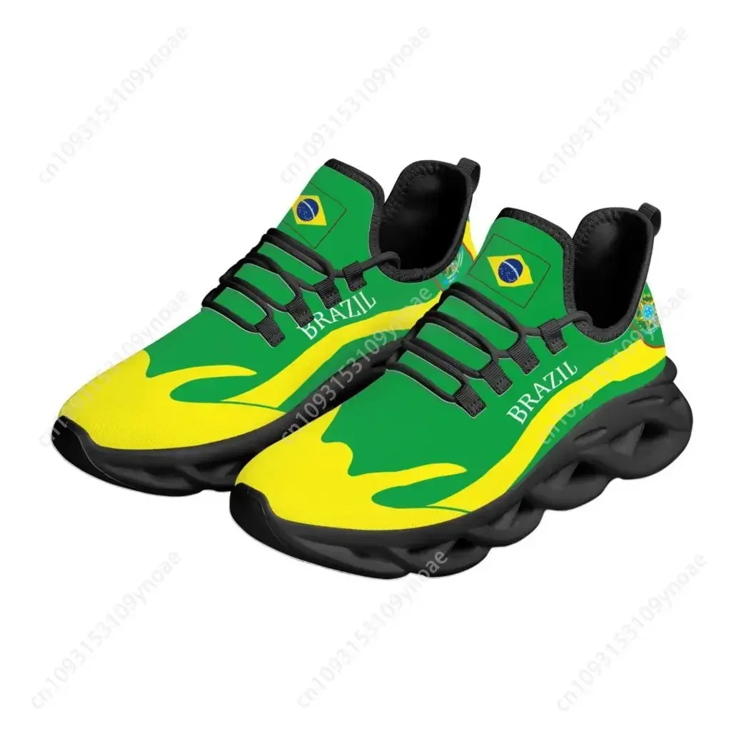 Personalized Brazil Flag Print Flats Shoes Women's Breathable Comfortable Sneakers Fashion Lace Up Mesh Walking Shoes Zapatos