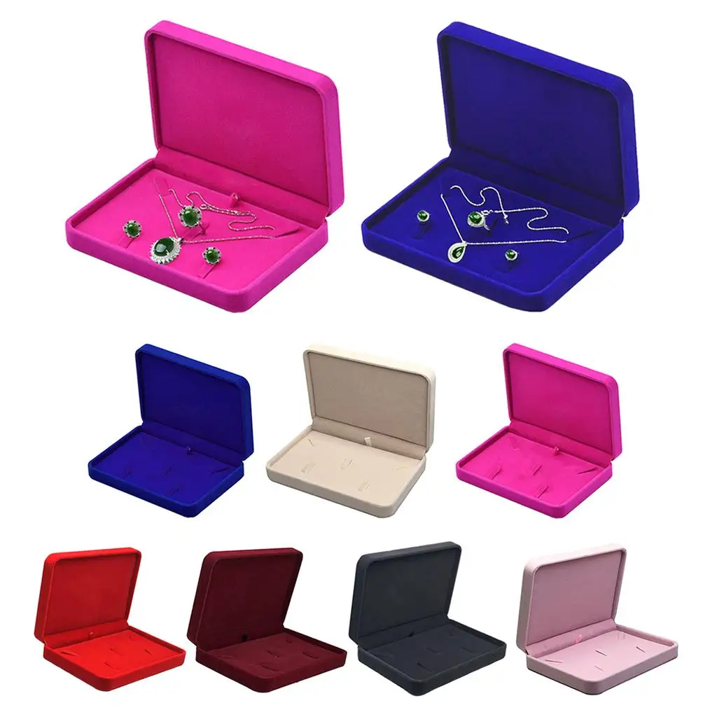 

Elegant Velvet Jewelry Set Tray with Lid Necklace Bracelet Storage Holder