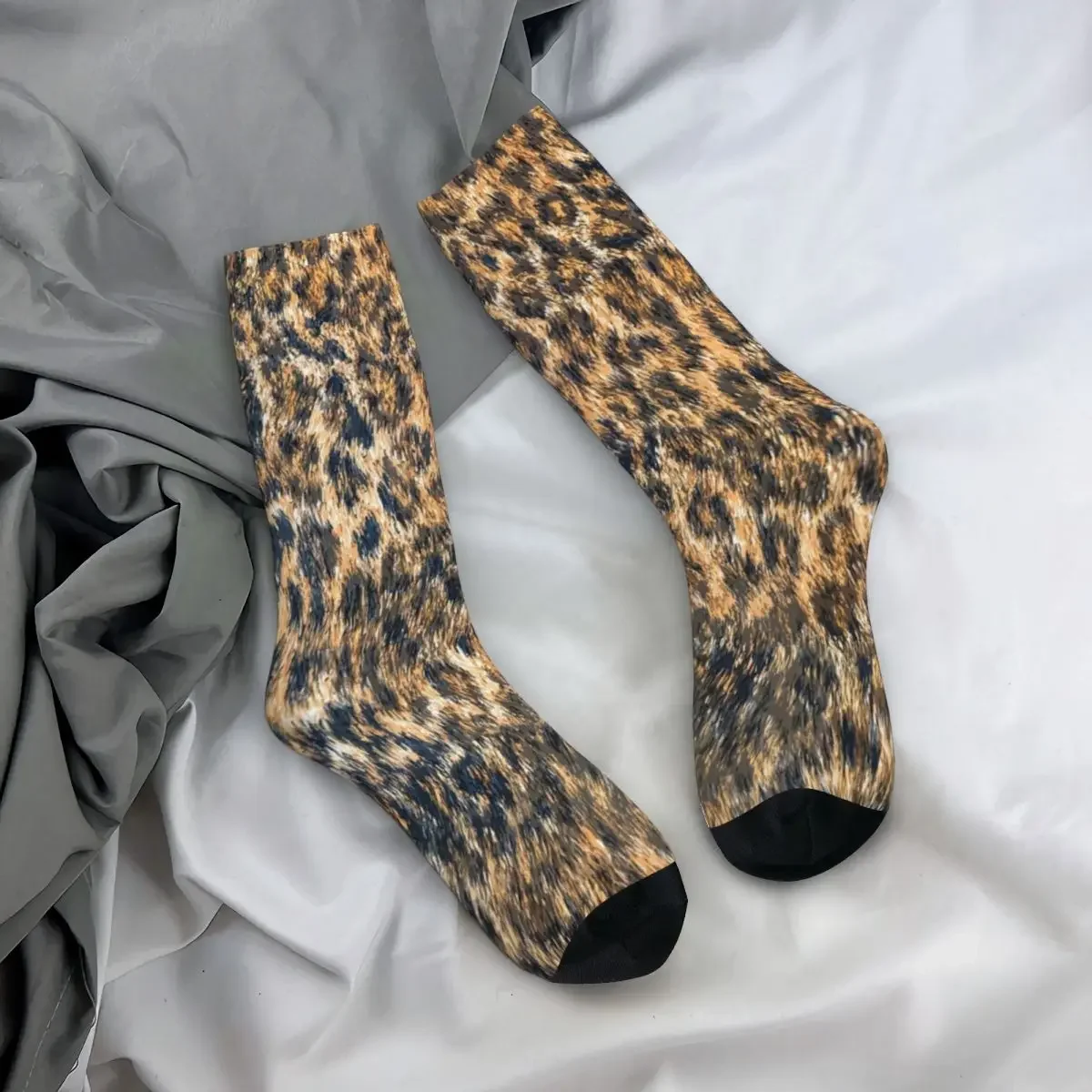 Leopard Cheetah Fur Wildlife Print Socks Harajuku Sweat Absorbing Stockings All Season Long Socks Accessories for Unisex Gifts