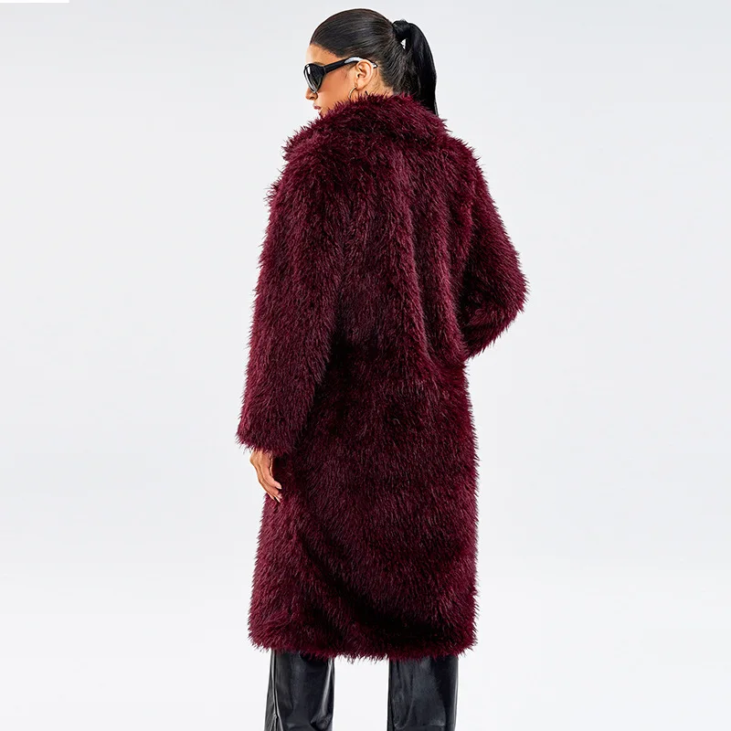 Trendy Women's Fashion Fur Coat Snow Fox Extra Long Fur Jacket Winter