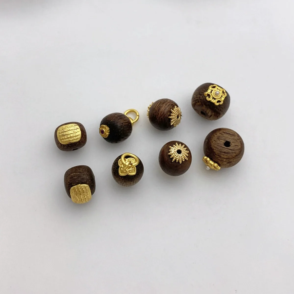 Natural Fusen Red Soil Agarwood Wheel & Apple Beads, Mini Dangle Charms DIY Bracelet Necklace Jewelry Making Supplies view 5