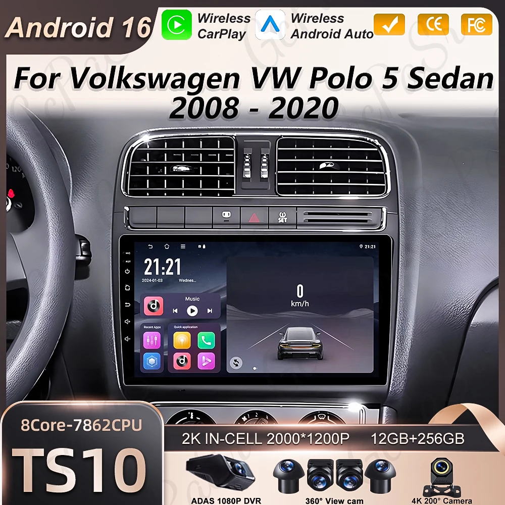 

Android 16 Car Radio For Volkswagen VW Polo 5 Sedan 2008 - 2020 Multimedia Stereo Carplay Screen Autoradio Intelligent Systems