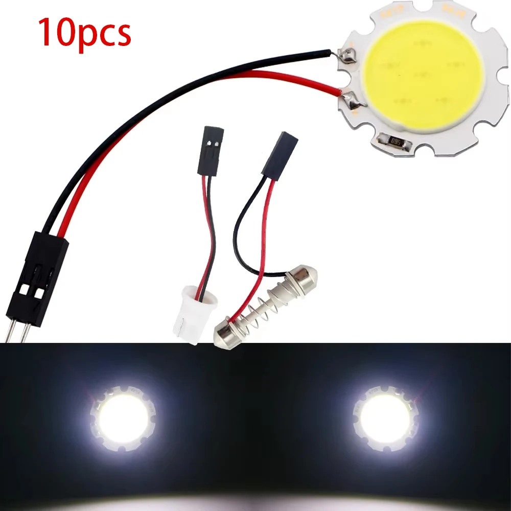 10PCS COB 6 SMD Car LED Light 12V 6LEDs Round Panel Dome Light Interior Lamps With T10 + Festoon Adapter 120 Lumens