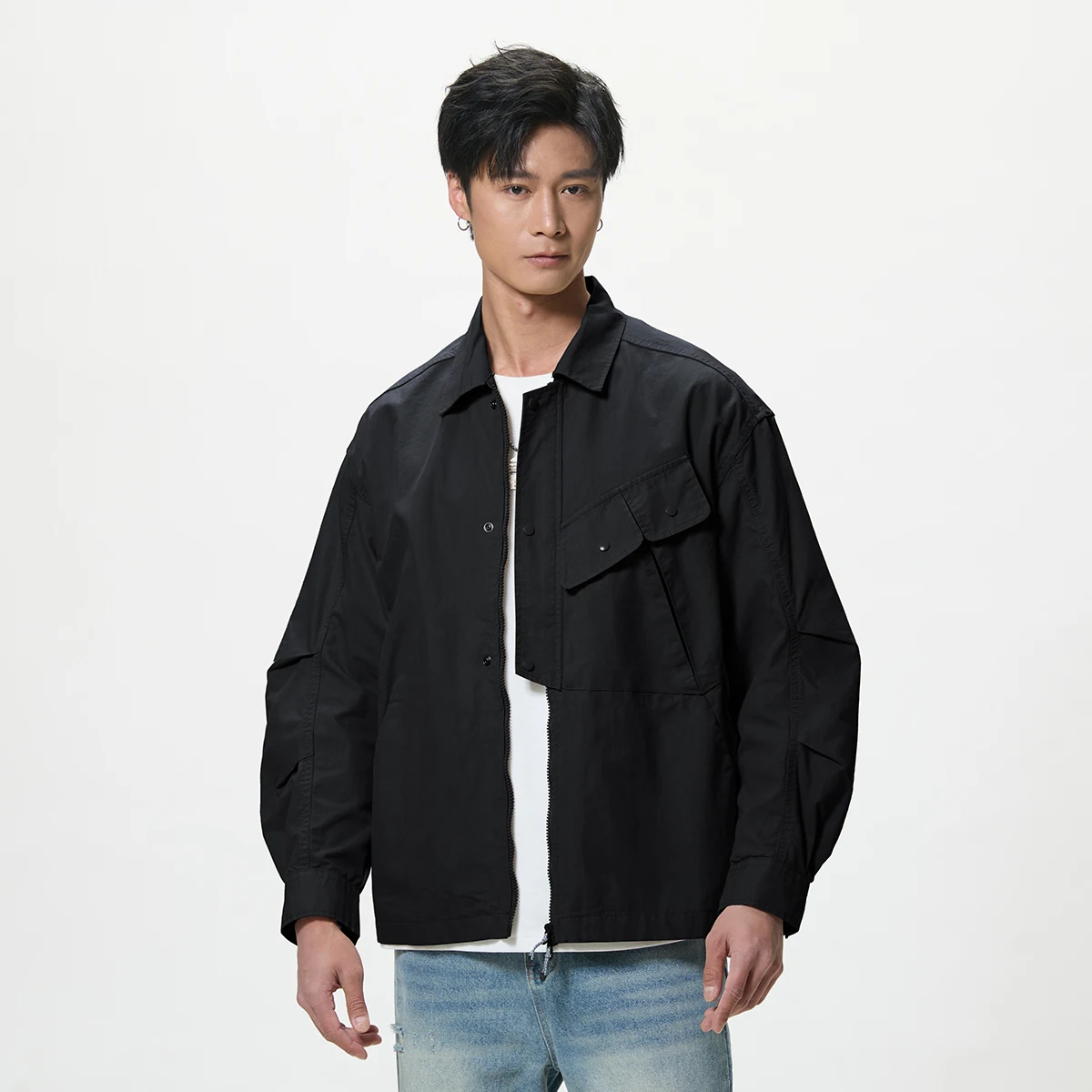 

Spring Summer Multi Pocket Jacket Men Streetwear Fashion Loose Casual Retro Plus Size Cargo Shirt Style Jacket Coat
