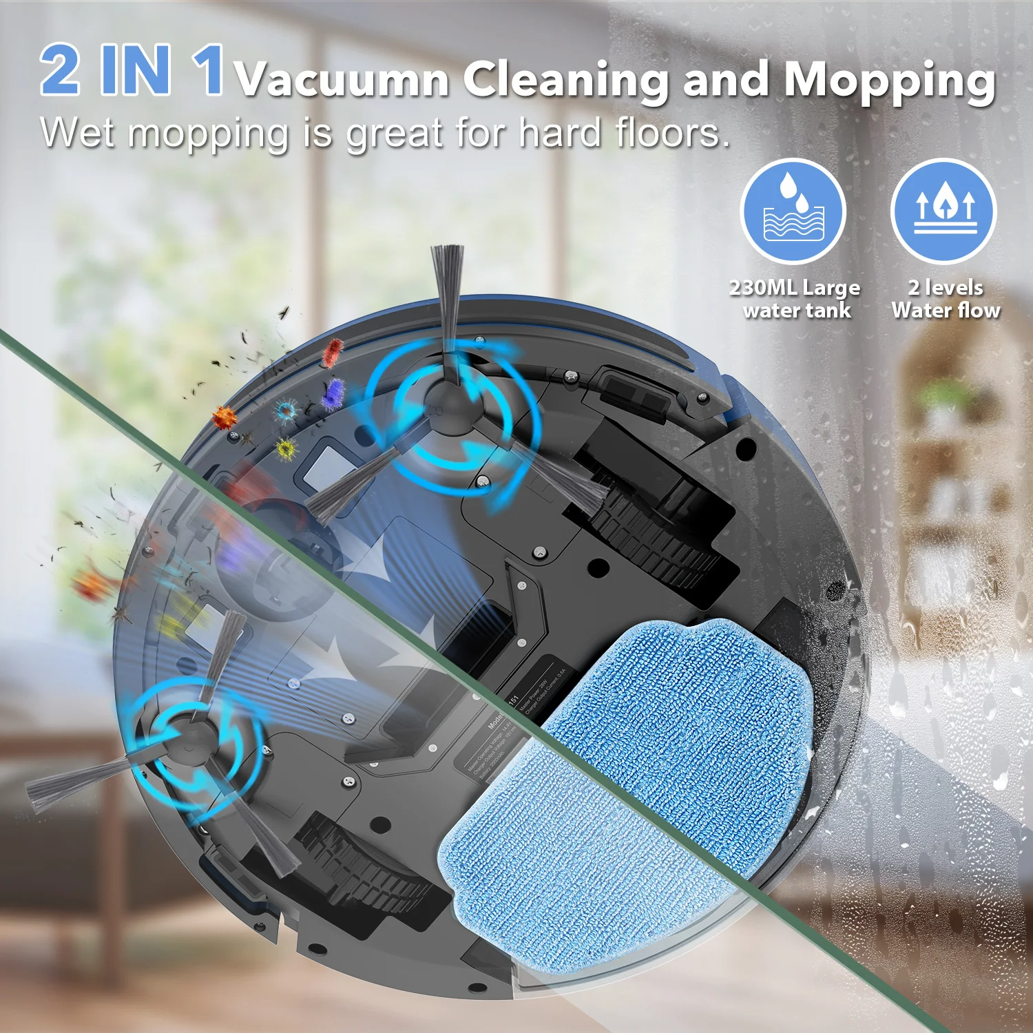 OMESER BR151 Robot Vacuum Cleaner, Self-Charging Robotic Vacuum, 150min Cordless APP Control Smart Home Floor Carpet Cleaning