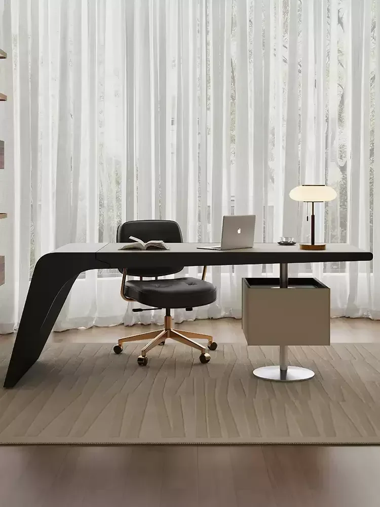 Italian minimalist home computer desk light luxury designer desk high-end saddle leather deskpara casa e decoração