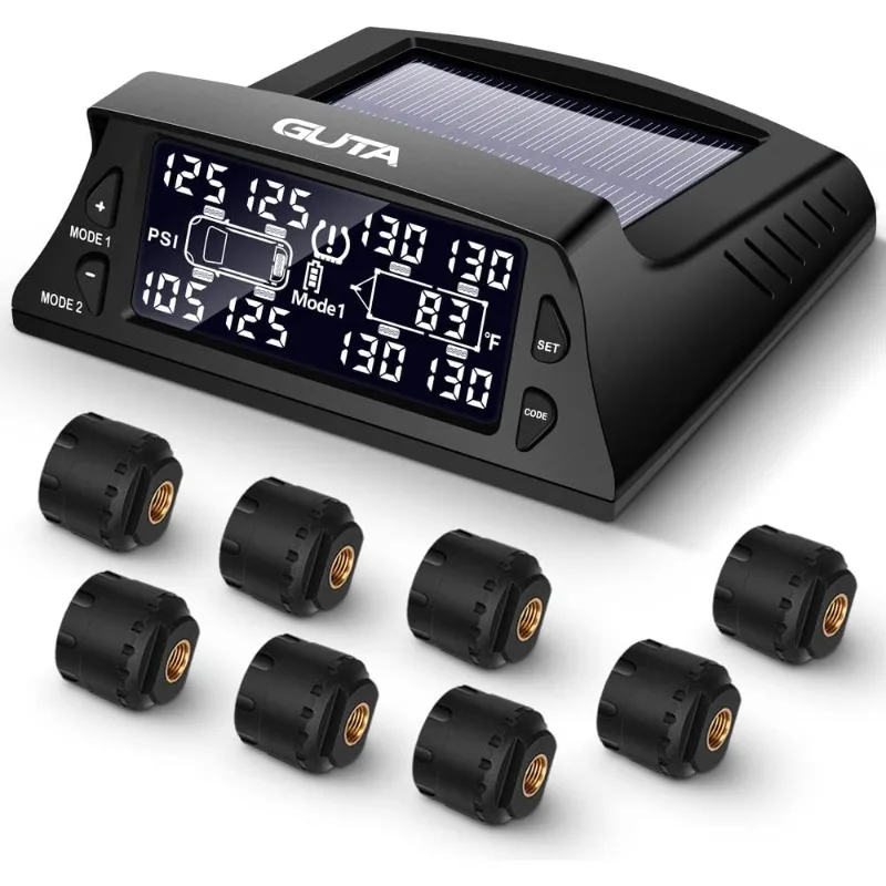 

Tire Pressure Monitoring System for RV - 8 Sensor TPMS for Trailer, 7 Alarm Modes, Large Screen, Endurance Battery Life