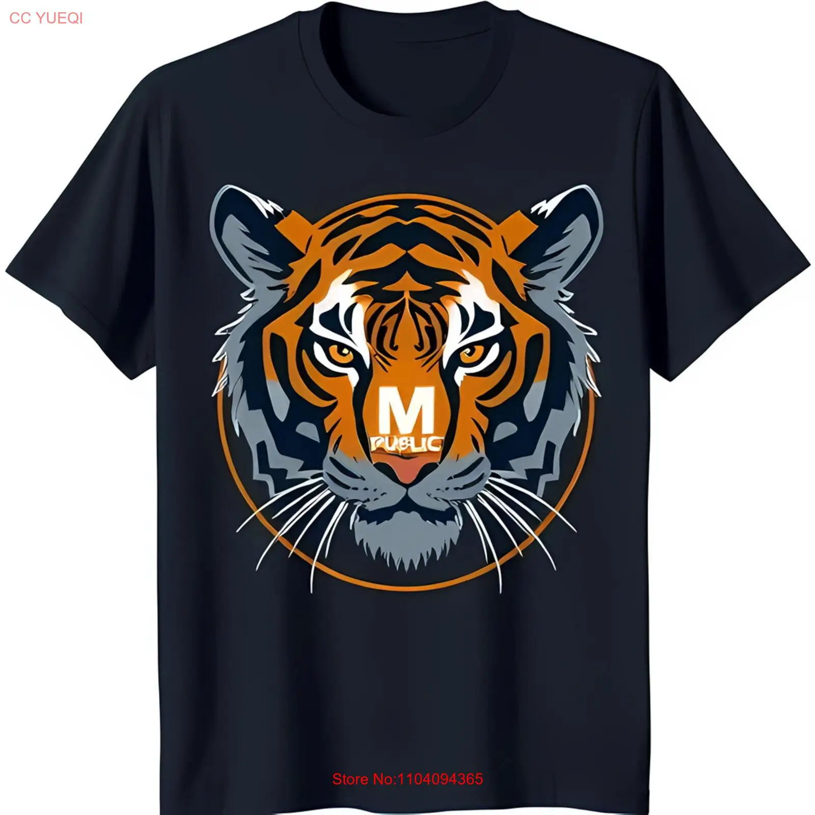 

Bold Black T-Shirt with Striking Face Graphic and 'M PUBLIC' Design