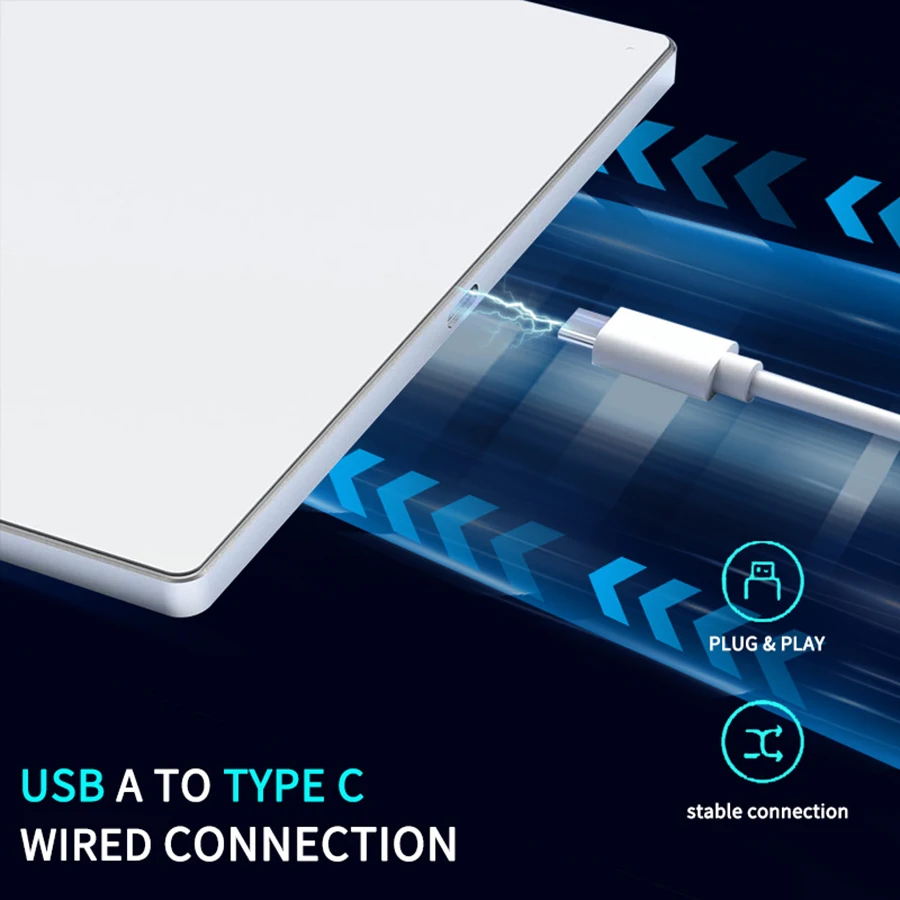 Touchpad Multi-Touchpad cablato in lega sottile superficie in vetro temperato Touchpad cablato ad alta precisione per Laptop Windows 10/11 PC