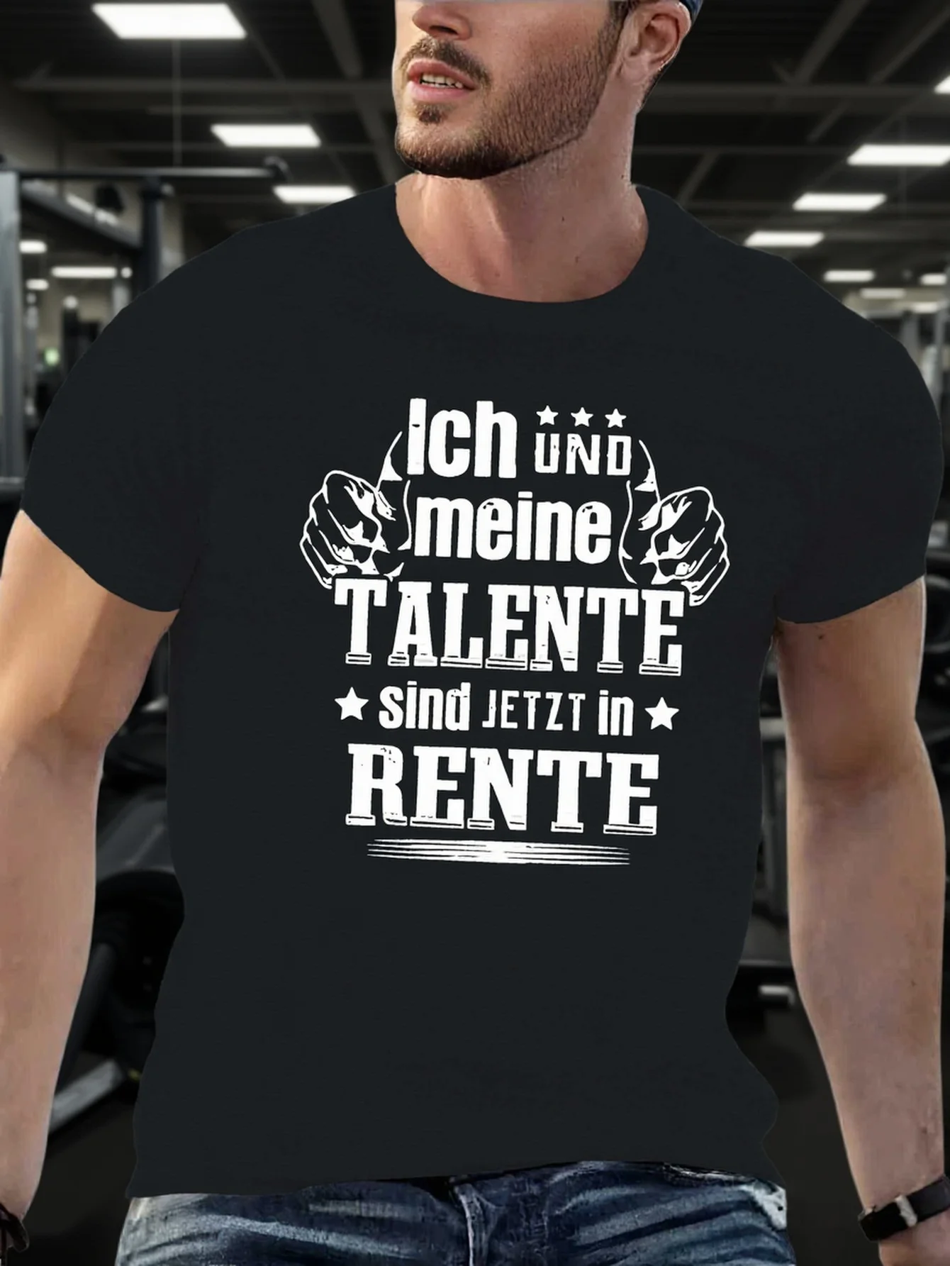 

Men'S Casual Summer T-Shirt with "Ich Und Meine Talente Sind Jetzt in Rente" Graphic - Black,Short Sleeve