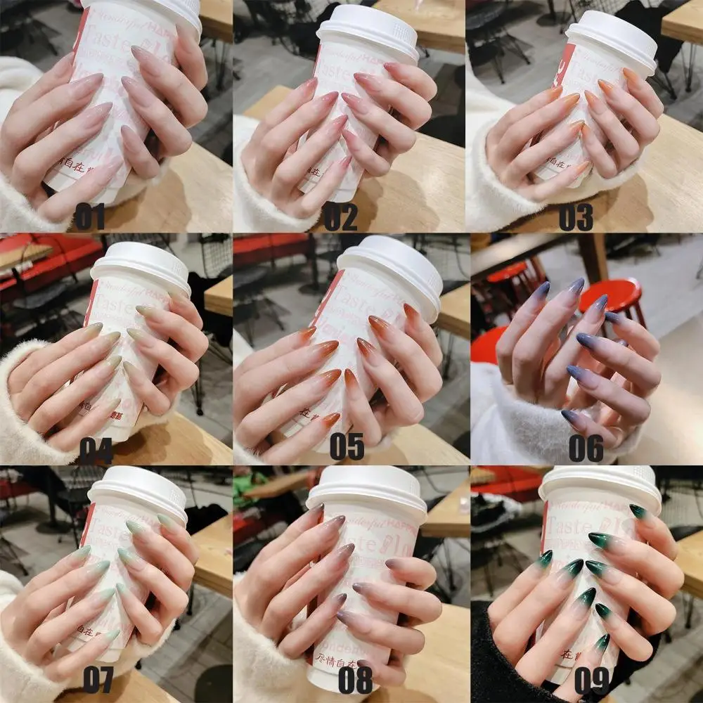 24pcs/box Women Fashion Artificial Manicure Tool Nail Tips Stiletto False Nails Fake Nails Wearable