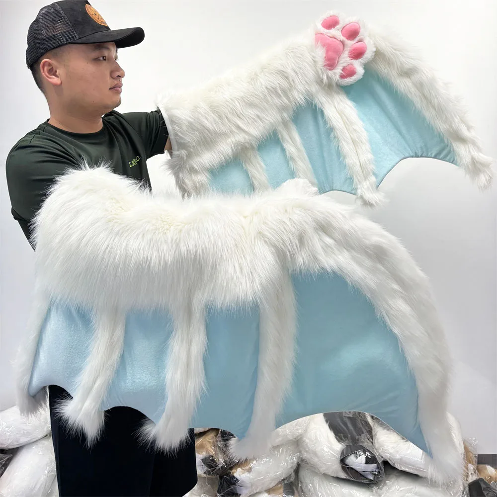 Handmade Simulated Furry Bat Wing Animal Cosplay Accessories For Men Women Halloween Club Pub Masquerade Party Props