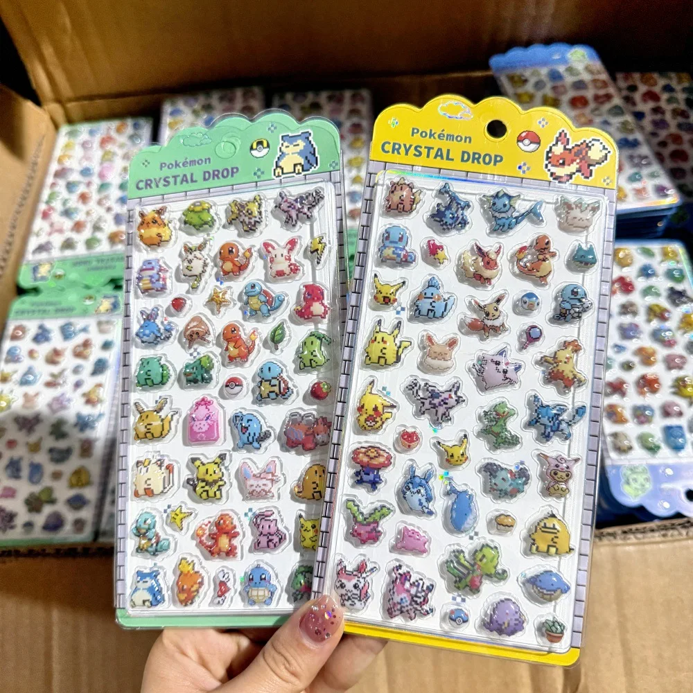 

НОВЫЕ 3D-наклейки Pokemon Pixel Crystal Relief: милые стерео-стикеры Пикачу для декора и творчества, подарки-награды