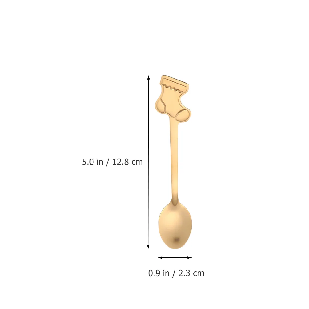 

4Pcs Coffee Stainless Steel Golden Spoons Christmas Dessert Golden Mixing Mirror Polished Smooth Edge Practical Gift