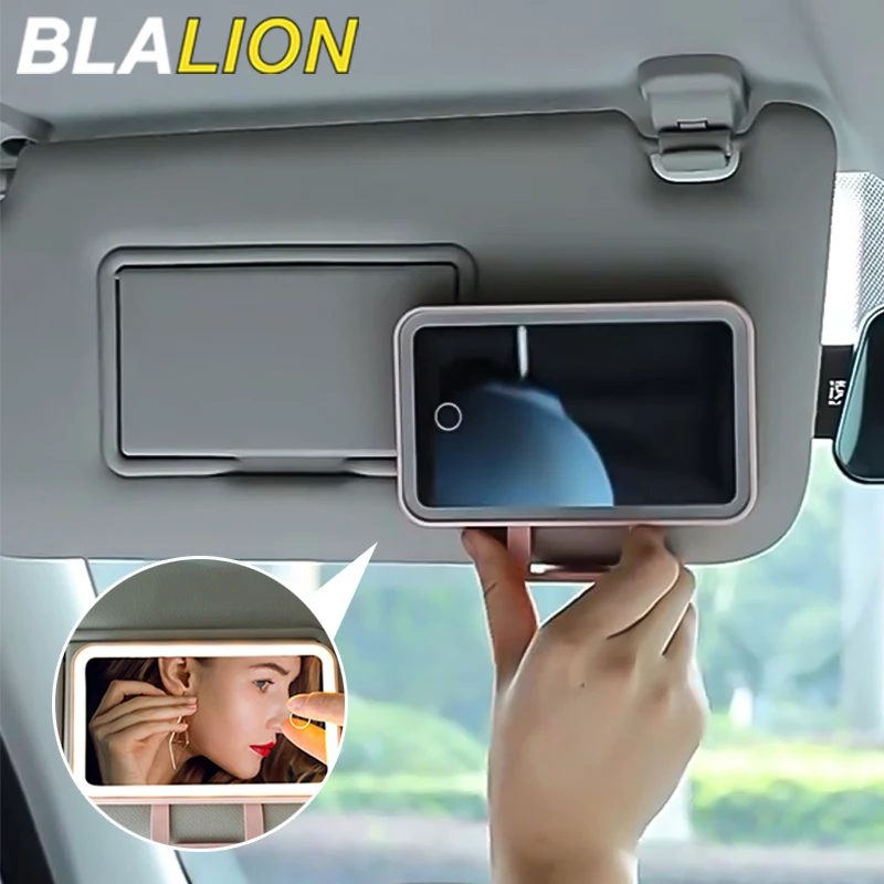 BLALION Car Sun Visor Makeup Mirror Rechargeable Touch Sensor Cosmetic Mirror Large Screen Fill Light Car Vanity Interior Mirror