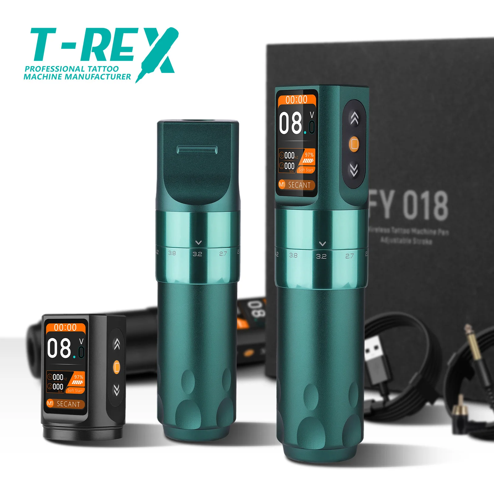 

T-Rex tattoo gun, wireless rotary tattoo pen machine, adjustable 6 stroke lengths, smart display 2000mAh power supply