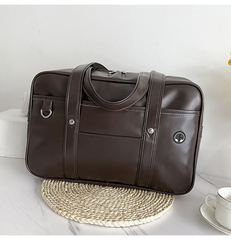 Student Handbag JK Uniform Bag Single Shoulder PU Uniform Bag Commuter Document Backpack Computer Bag Travel Bag