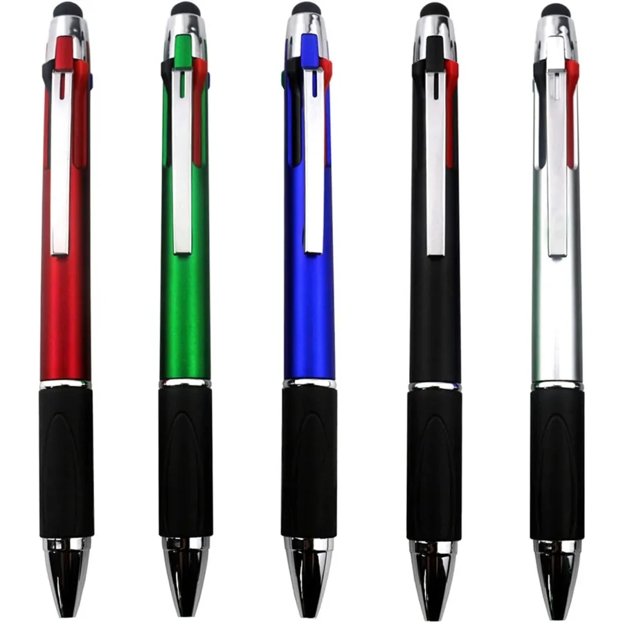 4-Color Ballpoint Pen with Medium Point 1.0mm Multi-Colored Pens in One Design Featuring Touch Screen Stylus Functionality Idea