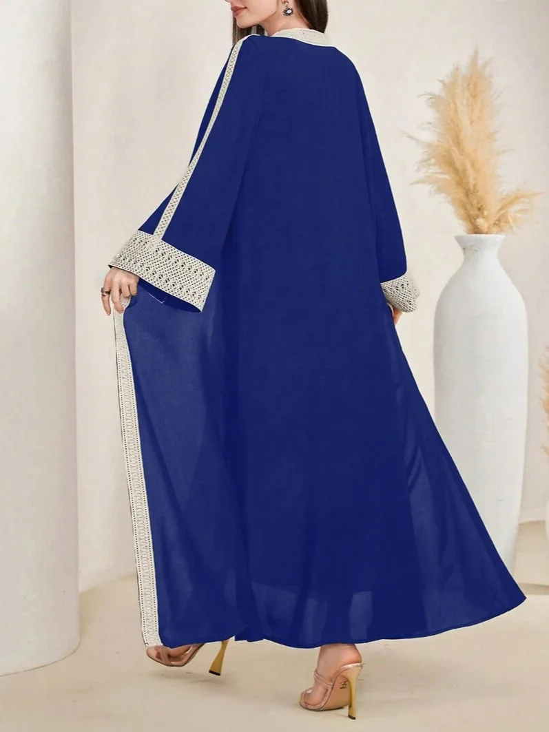 

Sophisticated Abaya Ornate Lace Turkish Abaya Embroidered Detailed Floorlength Abaya Flowing Elegant Anatolian Long Dress