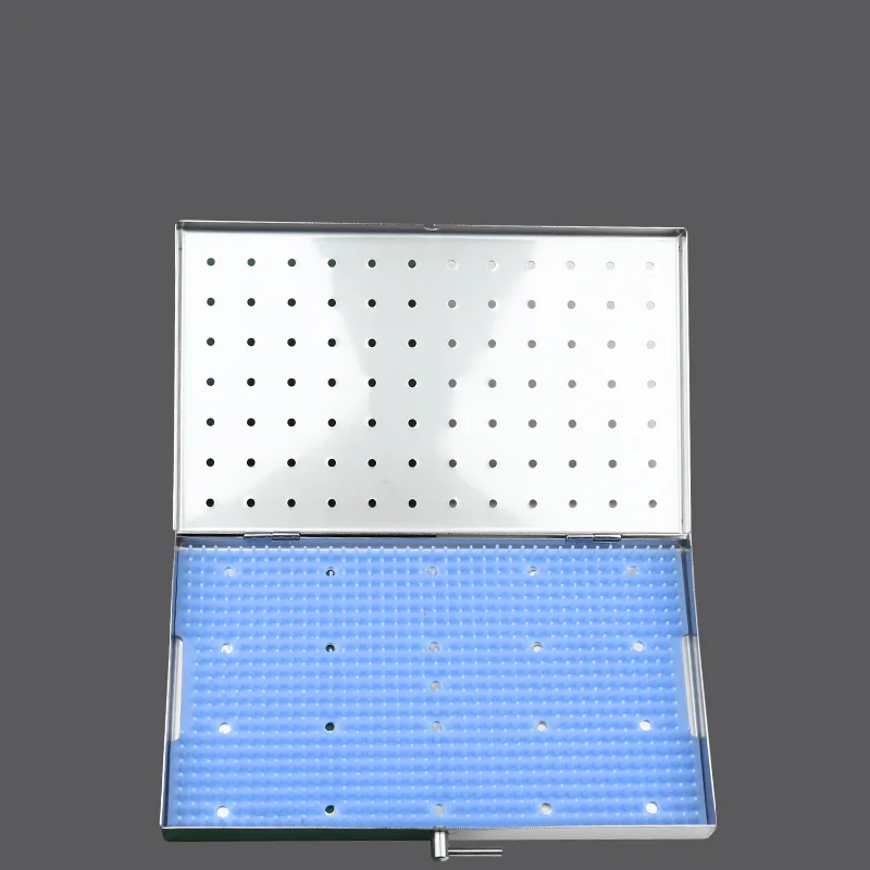 stainless steel sterilization case disinfection box Silicone mat sterilize instrument holder Surgical tools Autoclavable tray