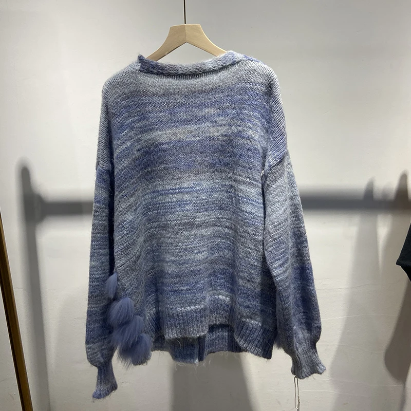 2025 Autumn Women Real Fox Fur Sweater Real Fur Spring Special Color Knitted Jacket Wear