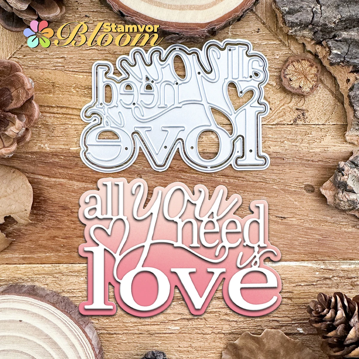 Original ALL YOU NEED IS LOVE Layer Valentinstag Titel Metall-Stanzformen, Scrapbooking, dekorative Prägung